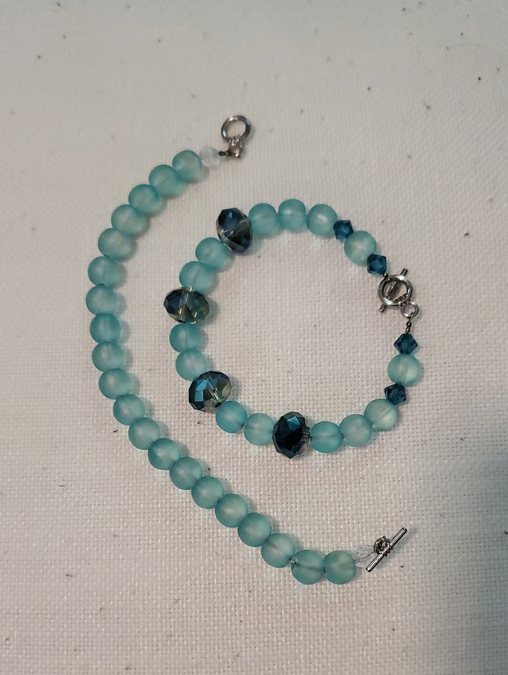 Aqua Bead Bracelet Set | Set Of 2
